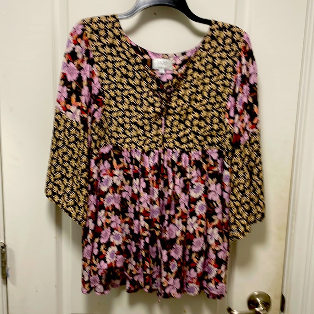 Johnny Was Blouse S Womens Jade Ameesha Floral Peasant Purple Pink Rayon Boho